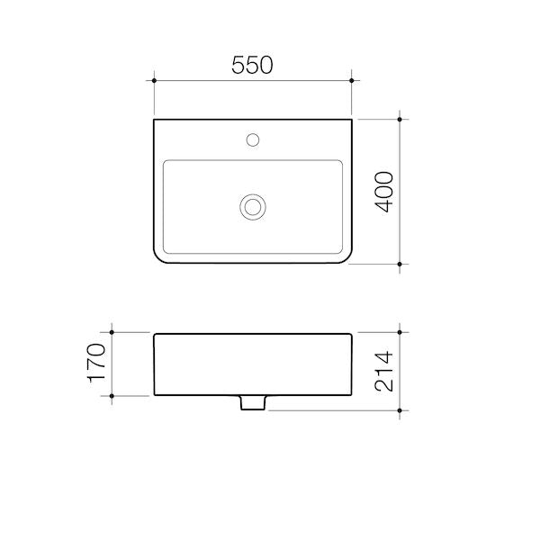 Cubus Wall Basin 1TH | Caroma - Hera Bathware X Caroma 633615W | Gloss White1 Tap