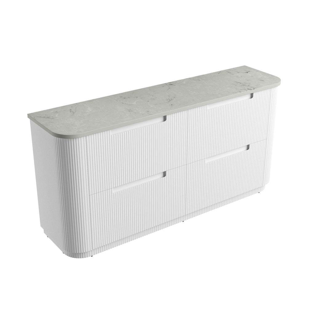 Curva Floor Standing Vanity 750 - 1800mm - Hera Bathware X Aulic CA57 - 1800D - ST86FT | 1800mmCabinet + Alpine Grey Flat Stone Top