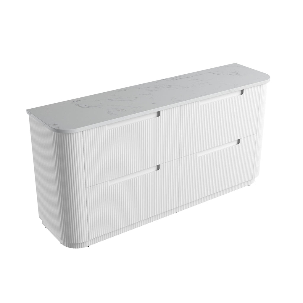 Curva Floor Standing Vanity 750 - 1800mm - Hera Bathware X Aulic CA57 - 1800D - ST26FT | 1800mmCabinet + Cato Flat Stone Top
