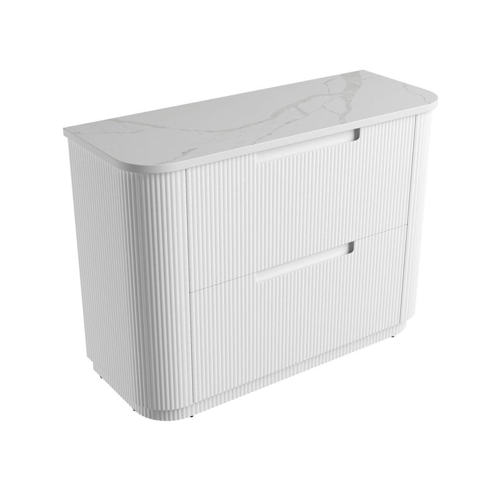Curva Floor Standing Vanity 750 - 1800mm - Hera Bathware X Aulic CA57 - 1200 - ST66FT | 1200mmCabinet + Palis White Flat Stone Top