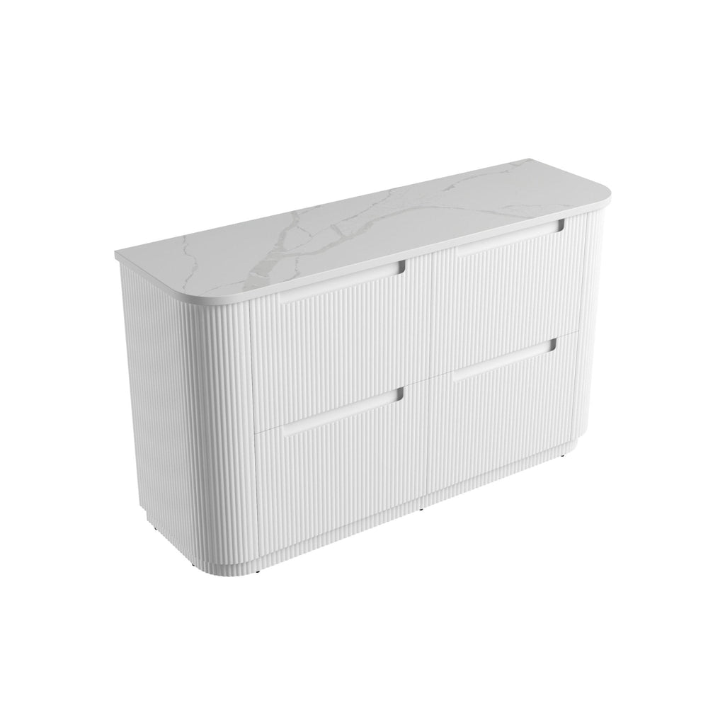 Curva Floor Standing Vanity 750 - 1800mm - Hera Bathware X Aulic CA57 - 1500 - ST66FT | 1500mmCabinet + Palis White Flat Stone Top