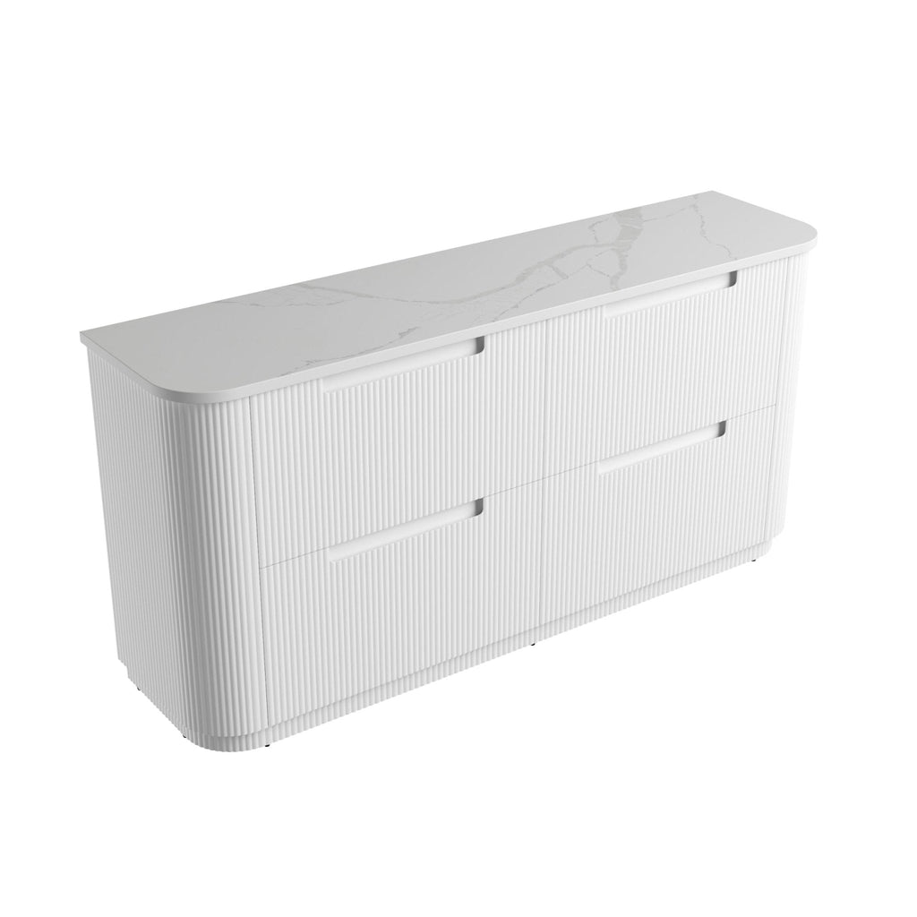 Curva Floor Standing Vanity 750 - 1800mm - Hera Bathware X Aulic CA57 - 1800D - ST66FT | 1800mmCabinet + Palis White Flat Stone Top