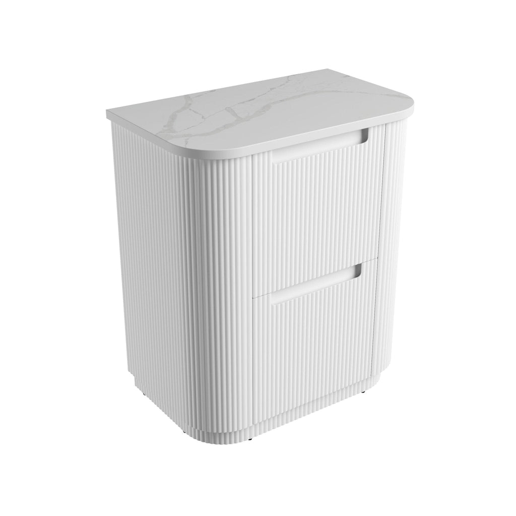 Curva Floor Standing Vanity 750 - 1800mm - Hera Bathware X Aulic CA57 - 750 - ST66FT | 750mmCabinet + Palis White Flat Stone Top