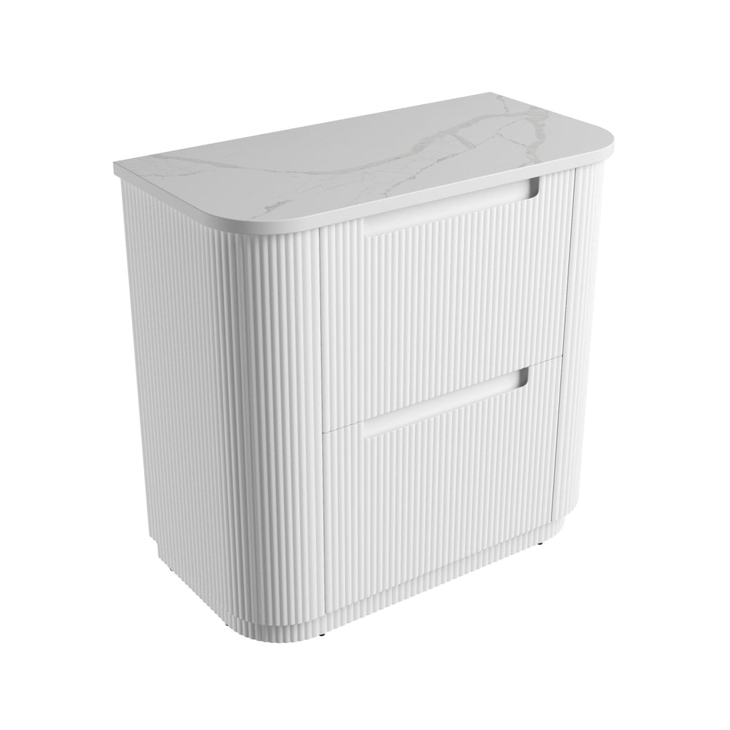 Curva Floor Standing Vanity 750 - 1800mm - Hera Bathware X Aulic CA57 - 900 - ST66FT | 900mmCabinet + Palis White Flat Stone Top