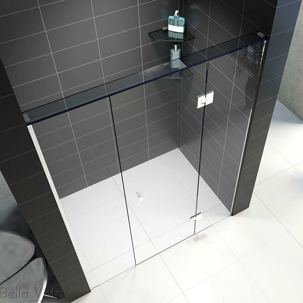 Custom Fully Frameless Shower Screen 2000mm - Hinge Door - Front Only - Multiple Sizes - Hera Bathware700 - 1200mmChrome