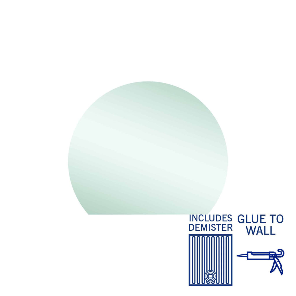 D - Shaped Polished Edge Mirror - Hera BathwareW900*H750mmGlue to Wall + Demister