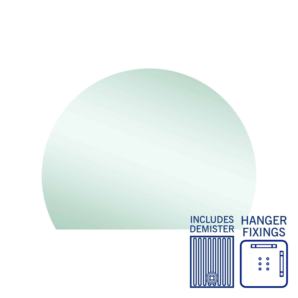 D - Shaped Polished Edge Mirror - Hera BathwareW900*H750mmMetal Hanger + Demister