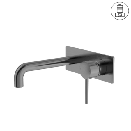 DOLCE Wall Basin Mixer Stylish Spout - Hera Bathware X Nero Tapware NR250810bGM | Gun Metal