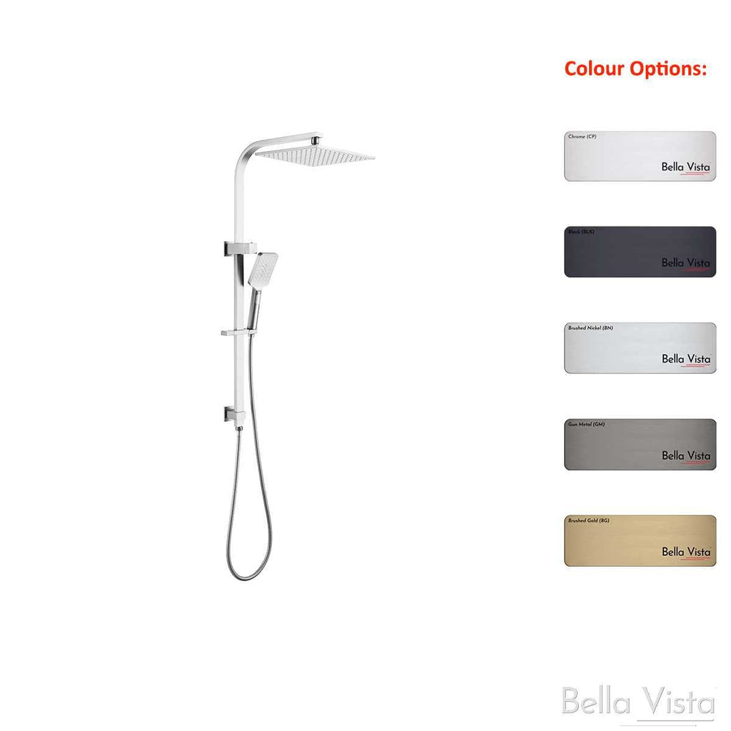 Dual Shower Rail with Rain Fall Head - Square - Hera BathwareChrome