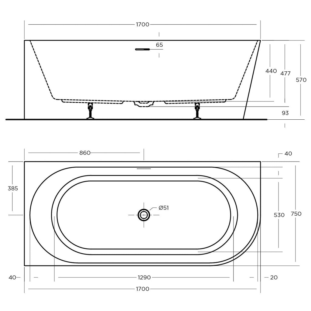 Eco Bath Tub Back to Wall & Corner Bath | Oceano - Hera Bathware1400mmRight Hand Option