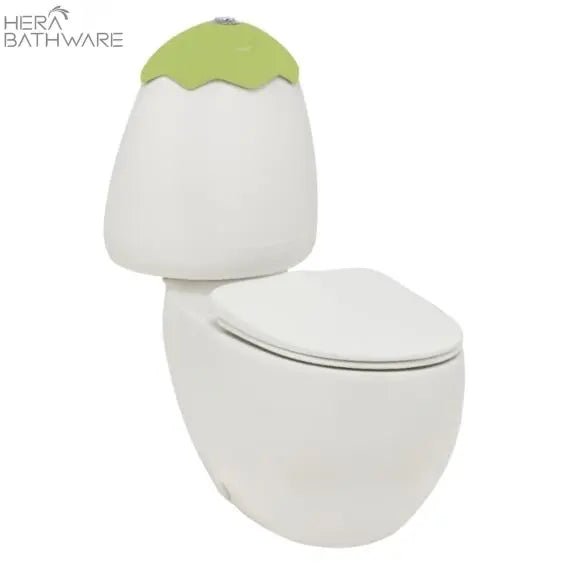 Egg Junior Close Coupled Suite, Kiwi Cistern Lid, Extended Pan Connector - Hera Bathware