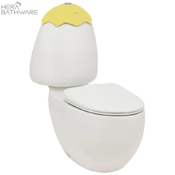 Egg Junior Close Coupled Suite, Lemon Cistern Lid, Extended Pan Connector - Hera Bathware