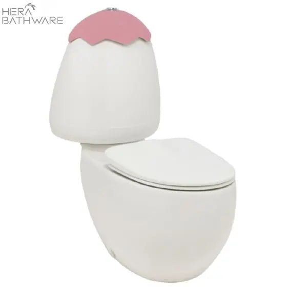 Egg Junior Close Coupled Suite, Pink Cistern Lid, Extended Pan Connector - Hera Bathware