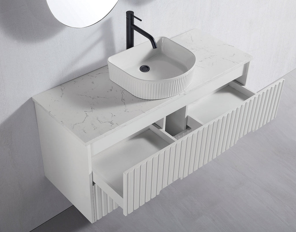 Elena Wall Hung Vanity - 1500mm - Hera BathwareMatte WhiteSingle Bowl