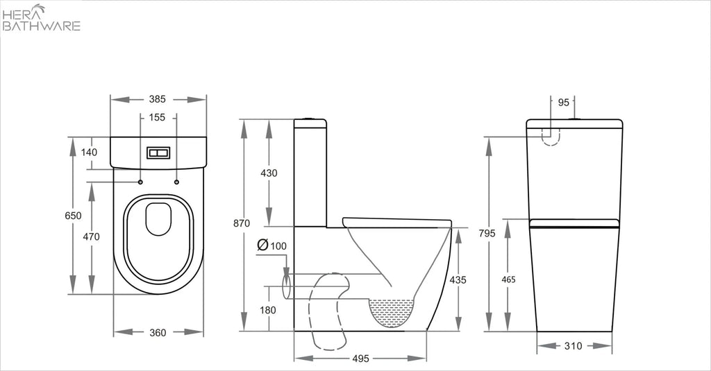 Elvera Rimless Toilet Suite DDA KDK027R - Hera Bathware