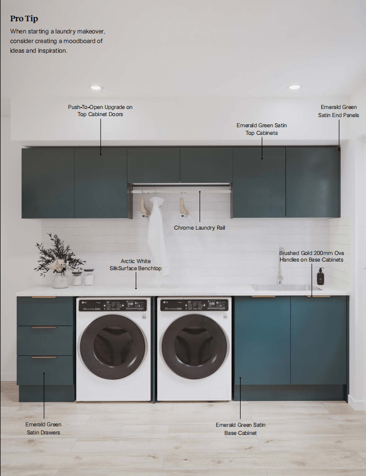 Emerald Green Satin Cabinets Laundry Bundle - Hera Bathware X Timberline |