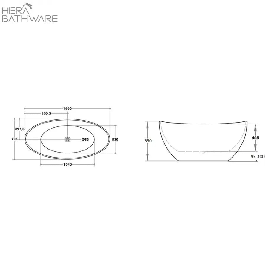 Evie Free Standing Bathtub - Matte Black - Hera BathwareMatte Black1500mm