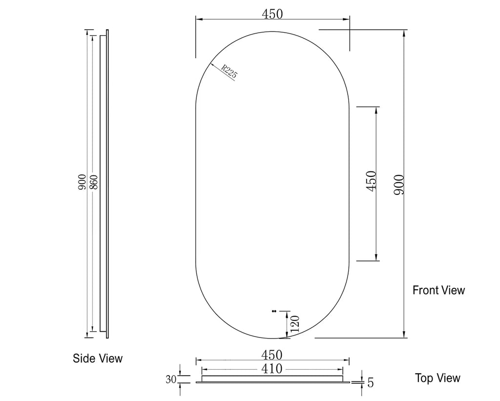 BNK NOOSA LED OVAL TUFFI GLASS MIRROR 900X450MM* ANTI FOG | Hera Bathware