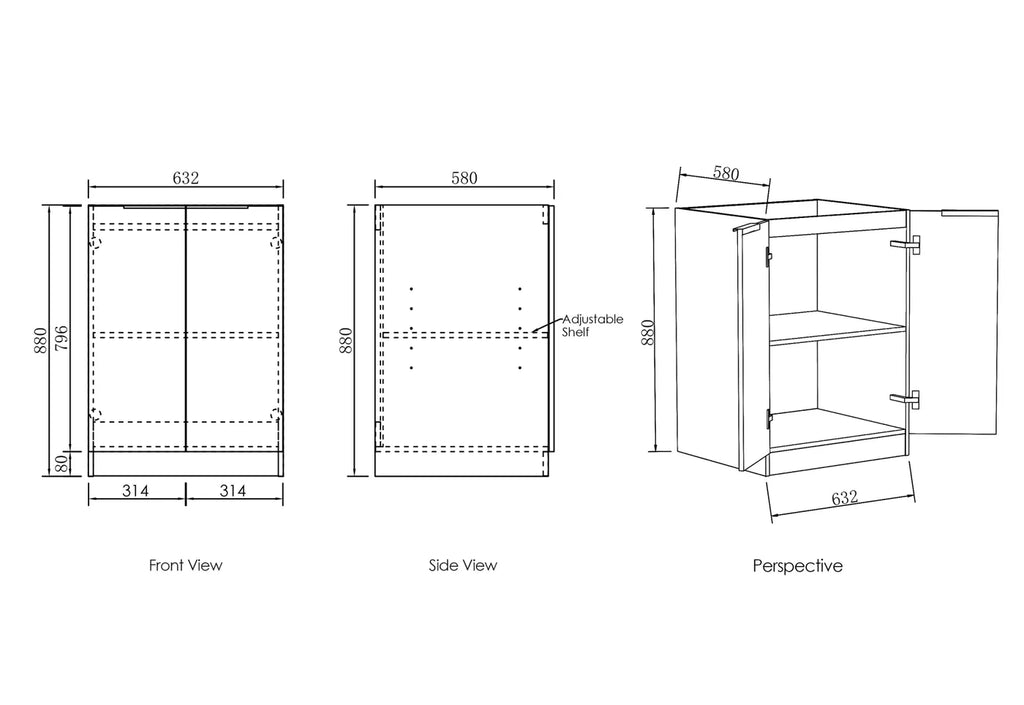 BLACK OAK BASE LAUNDRY CABINET WITH STONE TOP AND SINK 1060X600X900MM - Hera Bathware