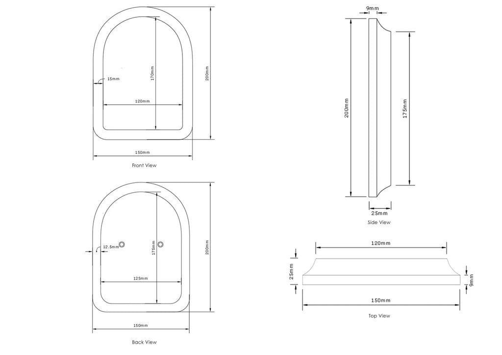 LAGUNA Handle Archie Frame + Insert - Hera Bathware