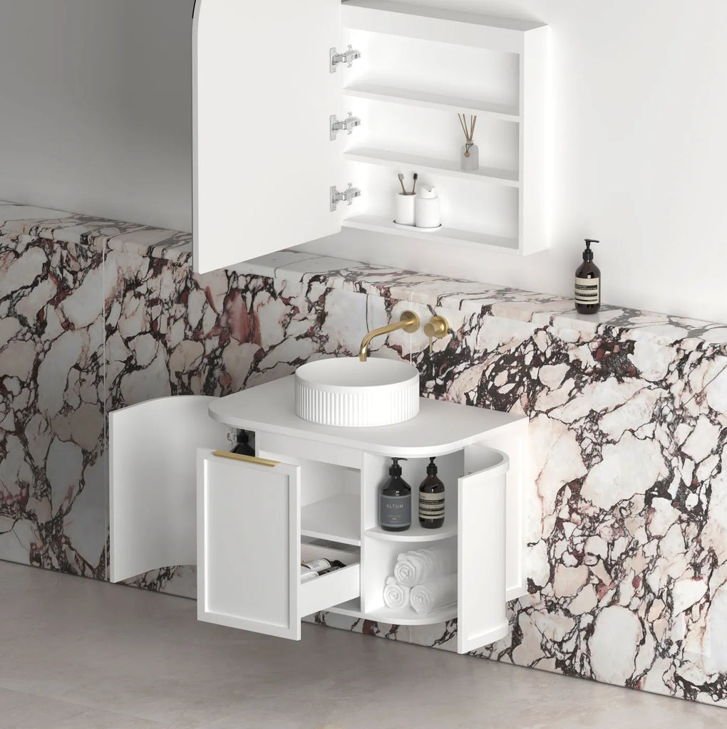 HAMPSHIRE 750mm Satin White Wall Hung Vanity - Hera Bathware