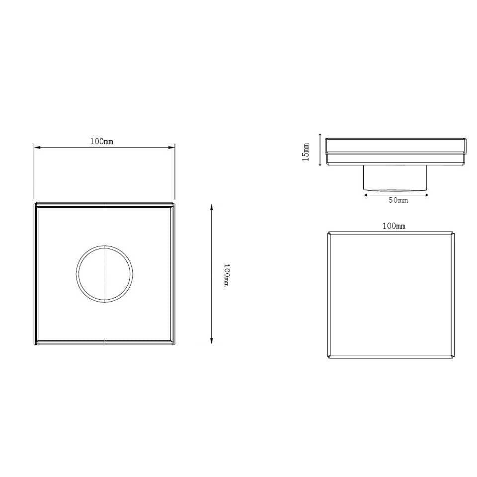 Floor Drain Builders 100mm - Square Style - Hera BathwareElectrostatic Black
