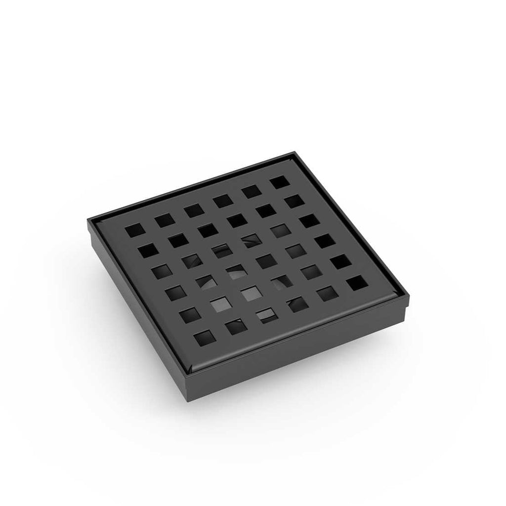 Floor Drain Builders 100mm - Square Style - Hera BathwareElectrostatic Black