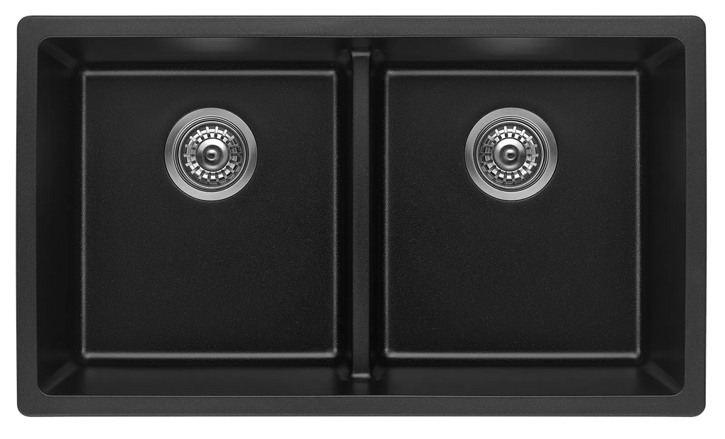 Fomos Granite Kitchen Sinks 790x460mm | Bella Vista - Hera Bathware X Bella Vista SNK - 7946DBL - BLK | 790x460mm Double BowlBlack Granite