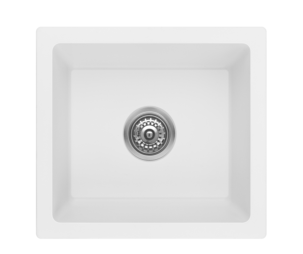 Fomos Granite Kitchen Sinks Single Bowl | Bella Vista - Hera Bathware X Bella Vista SNK - 4641 - WHT | 410x460mmWhite Granite