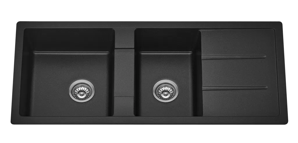 Fomos Granite Kitchen Sinks with Drainer | Bella Vista - Hera Bathware X Bella Vista SNK - 11650DN - BLK | 1160 x 500mmBlack Granite
