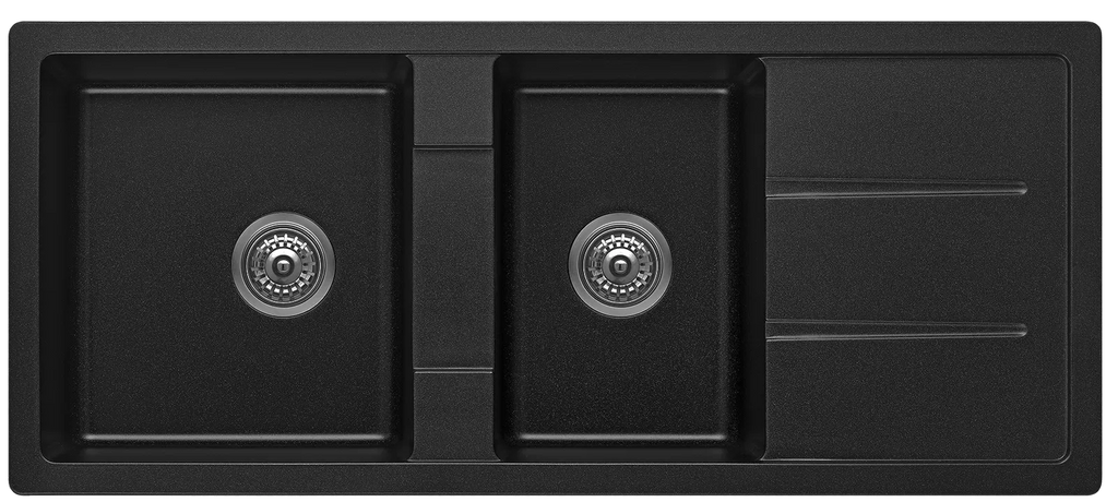 Fomos Granite Kitchen Sinks with Drainer | Bella Vista - Hera Bathware X Bella Vista SNK - 11650DN - BLK | 1160 x 500mmBlack Granite