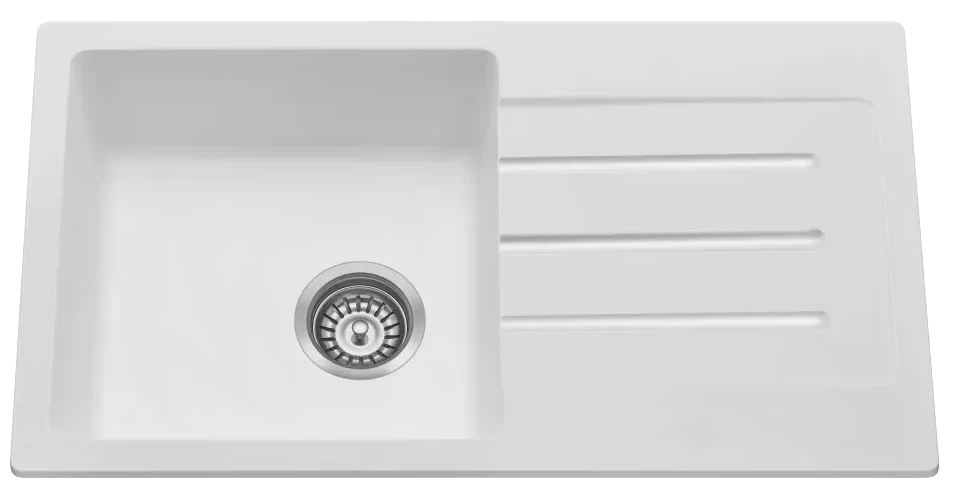 Fomos Granite Kitchen Sinks with Drainer | Bella Vista - Hera Bathware X Bella Vista SNK - 7744 - D - BLK | 770 x 440mmBlack Granite
