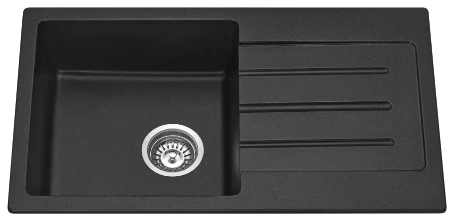 Fomos Granite Kitchen Sinks with Drainer | Bella Vista - Hera Bathware X Bella Vista SNK - 8650DN - BLK | 860 x 500mmBlack Granite