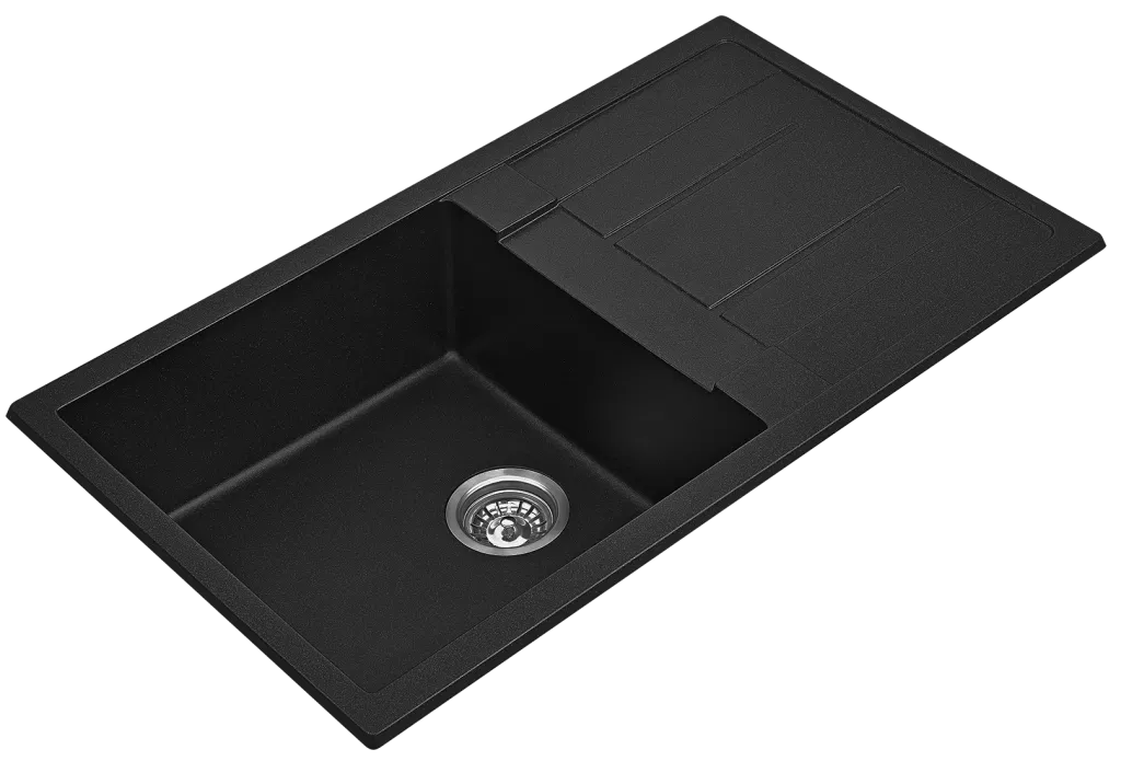 Fomos Granite Kitchen Sinks with Drainer | Bella Vista - Hera Bathware X Bella Vista SNK - 8650DN - BLK | 860 x 500mmBlack Granite
