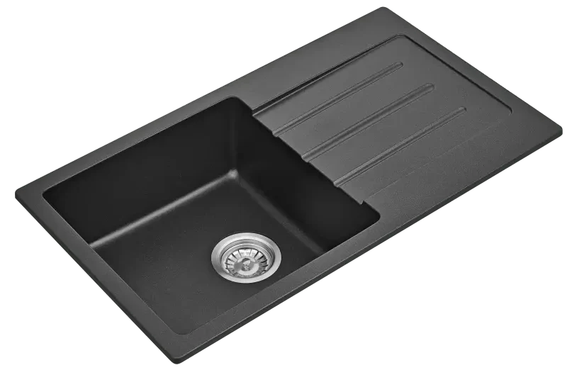 Fomos Granite Kitchen Sinks with Drainer | Bella Vista - Hera Bathware X Bella Vista SNK - 8650DN - BLK | 860 x 500mmBlack Granite