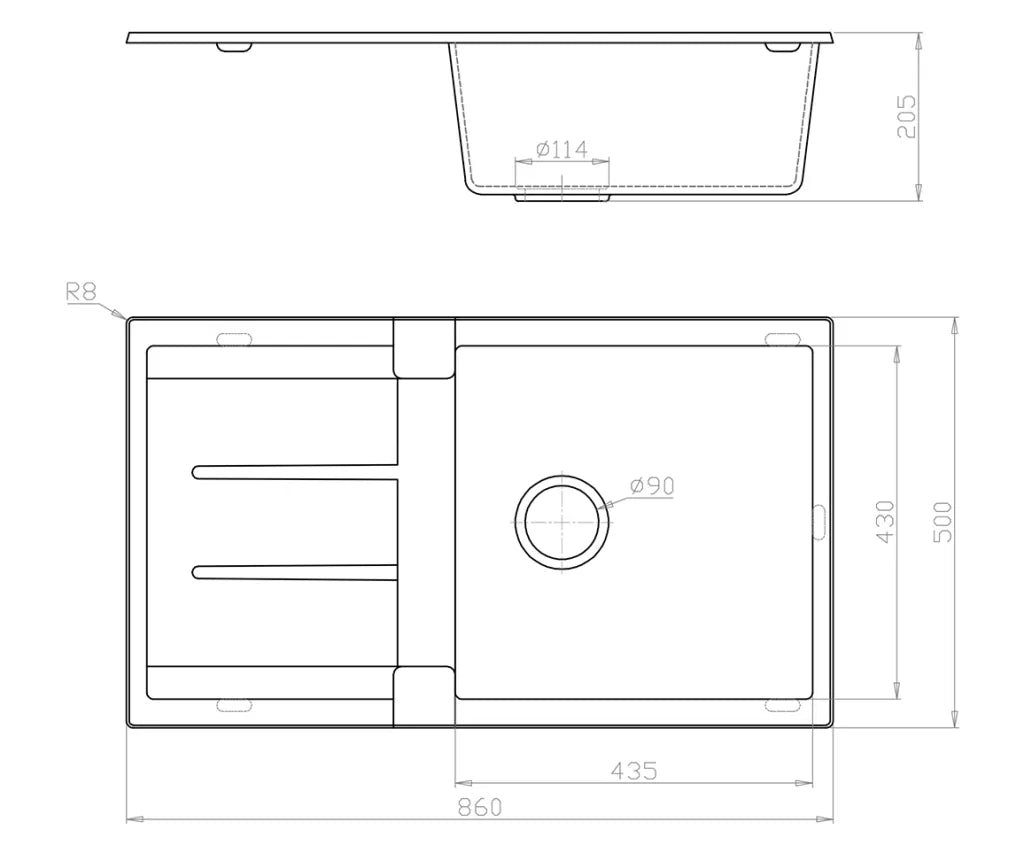 Fomos Granite Kitchen Sinks with Drainer | Bella Vista - Hera Bathware X Bella Vista SNK - 7744 - D - WHT | 770 x 440mmWhite Granite