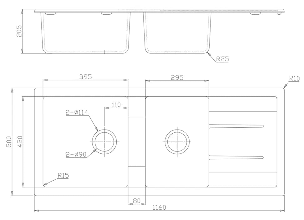 Fomos Granite Kitchen Sinks with Drainer | Bella Vista - Hera Bathware X Bella Vista SNK - 7744 - D - WHT | 770 x 440mmWhite Granite