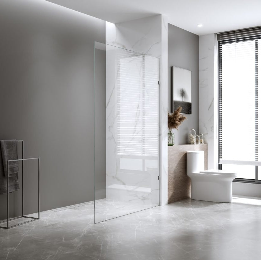 Fully - Frameless Fixed Panels – Stella - Hera Bathware600 - 700mmChrome