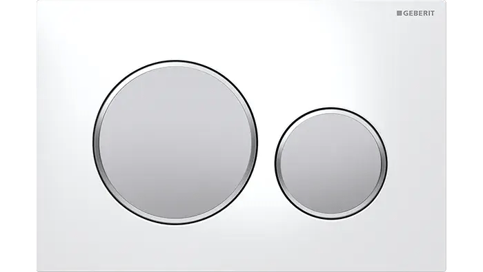 Geberit Sigma 20 Dual - flush Matt White Button with Chrome Trim - Hera Bathware
