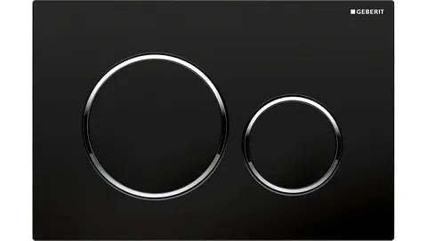 Geberit Sigma8 Dual - flush Selection - Hera BathwareRound SIGMA20 Black with Chrome Trim