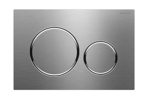 Geberit Sigma8 Dual - flush Selection - Hera BathwareRound SIGMA20 Brushed Stainless Steel with Chrome Trim