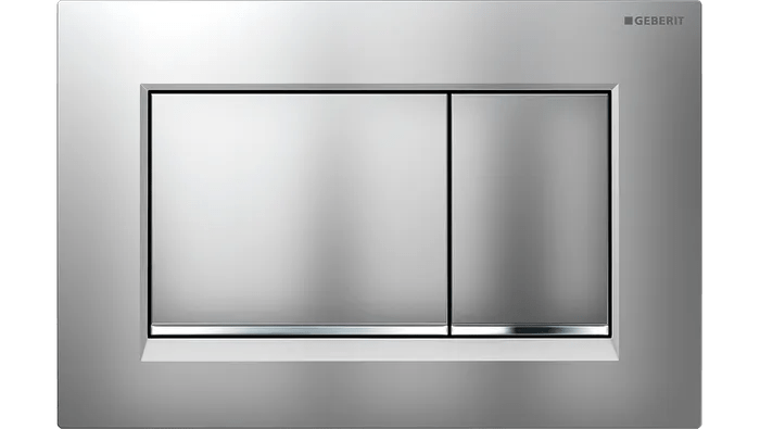 Geberit Sigma8 Dual - flush Selection - Hera BathwareSquare Chrome Button with Chrome Trim