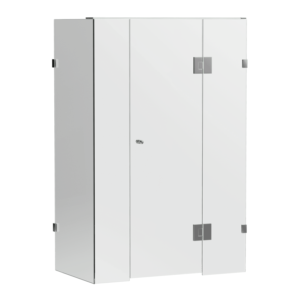 Gem Series (B) Fully Frameless Shower Screen (Door in Middle) Front Glass - Hera Bathware915 - 1200mmChrome