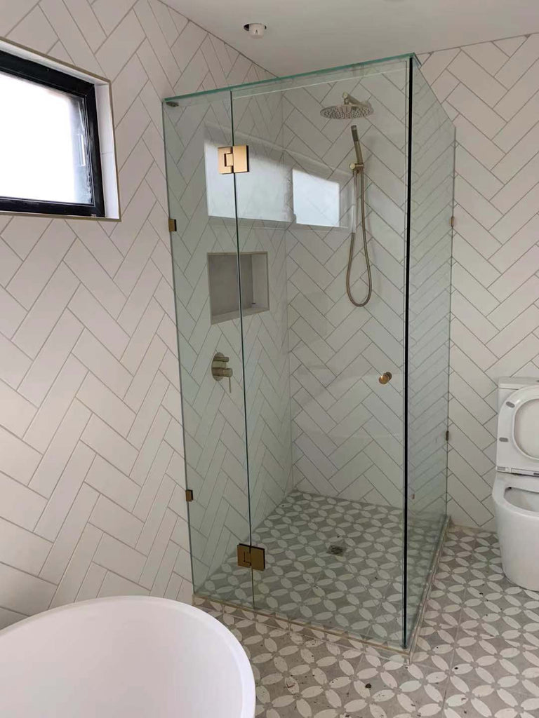 Gem Series (C) Fully Frameless Shower Screen (Door hinged to Fixed Glass) Front Glass - Hera Bathware745 - 1000mmChrome