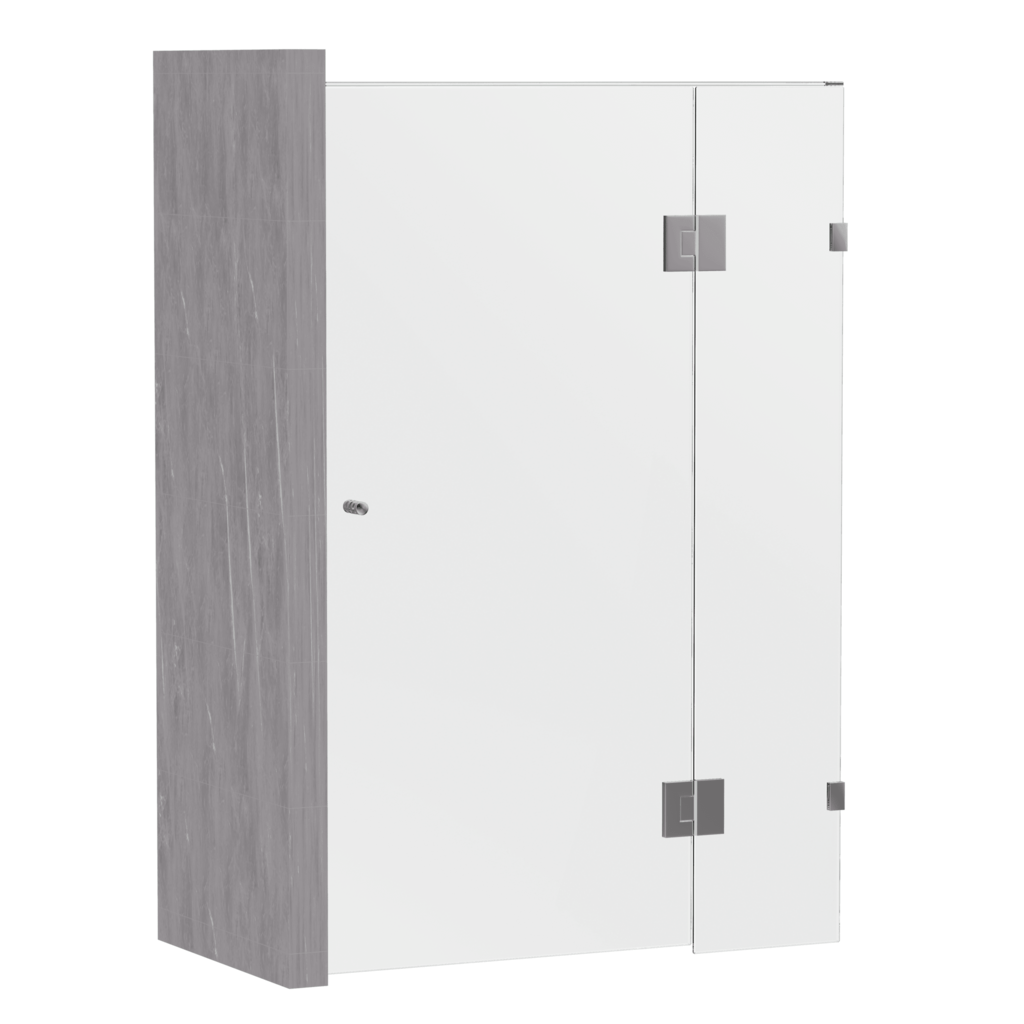 Gem Series (C) Fully Frameless Shower Screen (Door hinged to Fixed Glass) Front Glass - Hera Bathware745 - 1000mmChrome