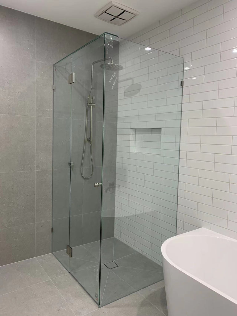 Gem Series (C) Fully Frameless Shower Screen (Door hinged to Fixed Glass) Front Glass - Hera Bathware745 - 1000mmChrome