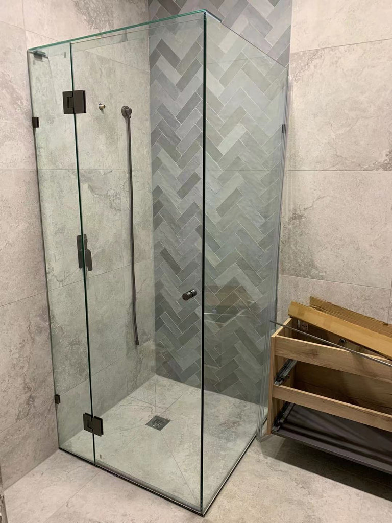 Gem Series (C) Fully Frameless Shower Screen (Door hinged to Fixed Glass) Front Glass - Hera Bathware745 - 1000mmChrome