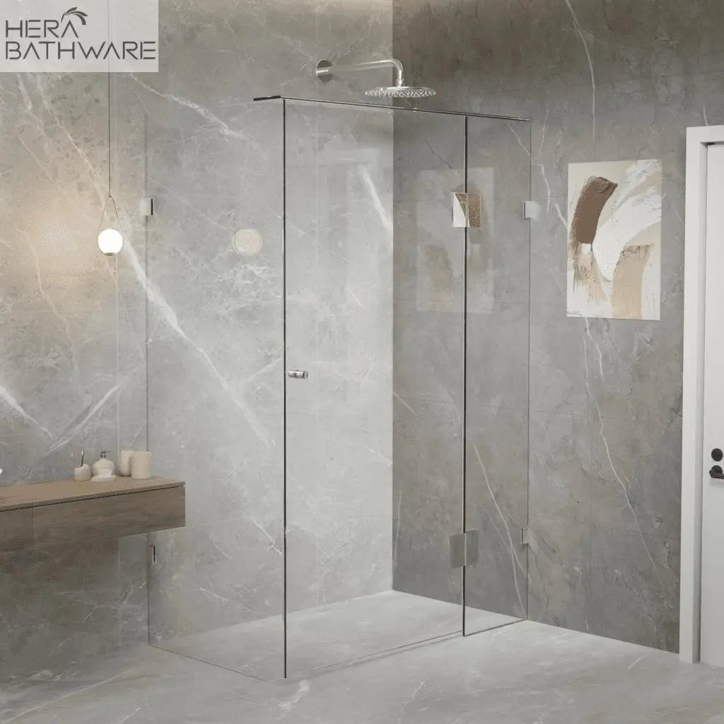 Gem Series (C) Fully Frameless Shower Screen Standard Front & Return set - Hera Bathware900 x 900mmChrome