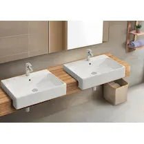 Gemelli Rectangular Semi - inset Basin - Hera BathwareGloss WhiteTap Hole