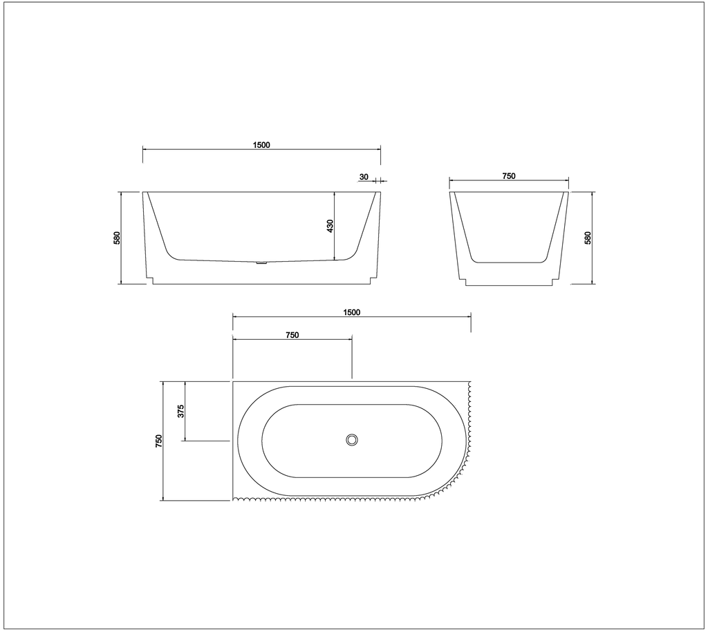 Genova Left Corner Bathtub - Hera Bathware1500mmGloss White